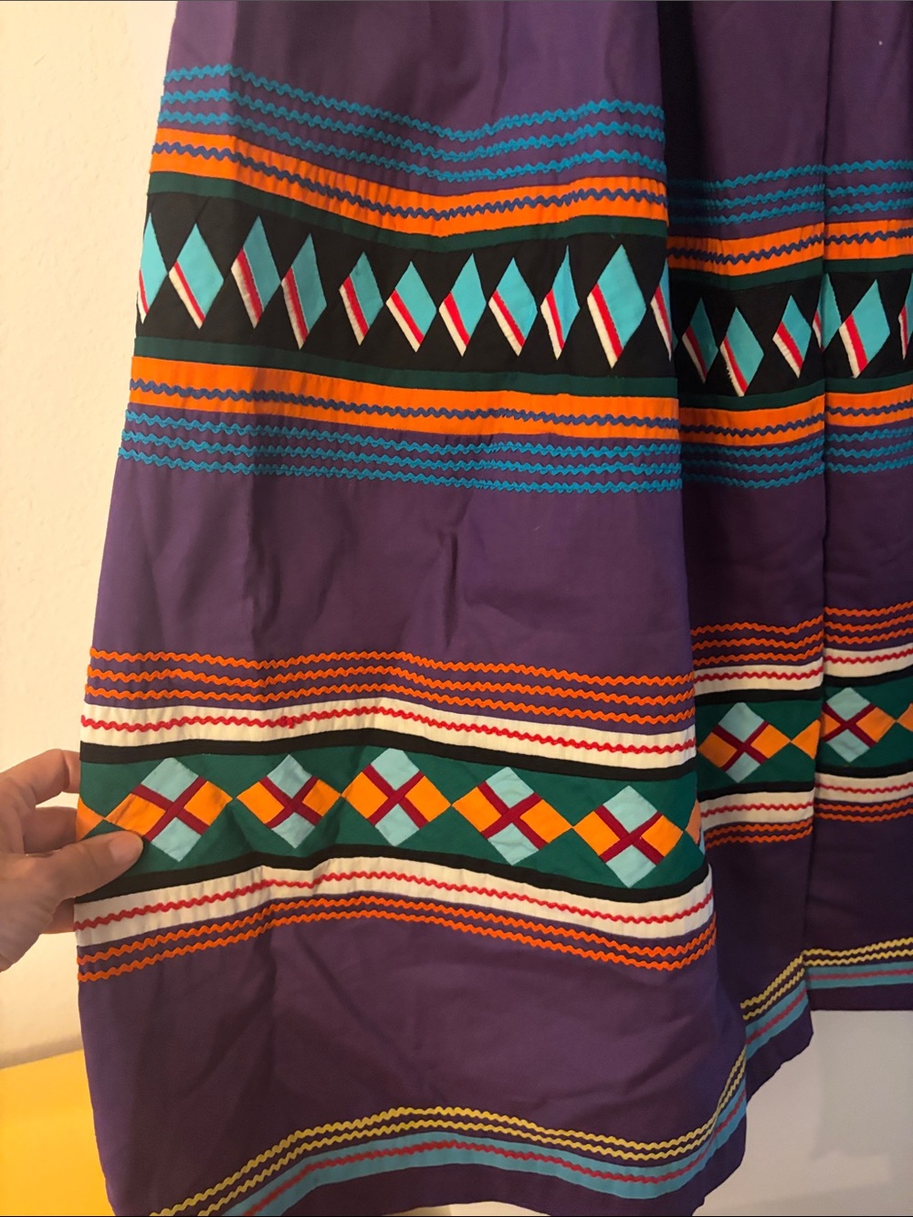 Vintage Native American Seminole Patchwork Skirt Handmade - Picture 3 of 15
